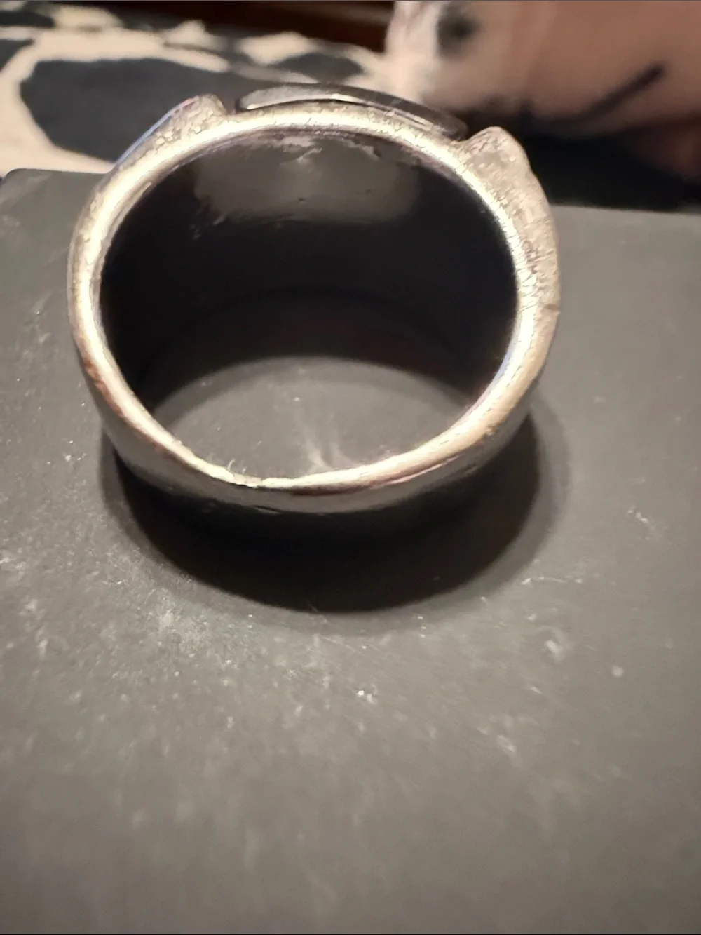 CHANEL Silver and Black Crystal CC Signet Ring